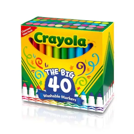 Crayola Ultra Clean Washable Classic Colors Broad Line Markers, 40ct. {6}