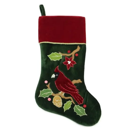 20" Cardinal Applique Christmas Stocking {3}