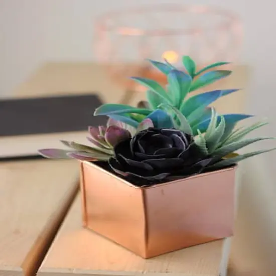 7" Artificial Mixed Succulent Arrangement in Square Pot {4}