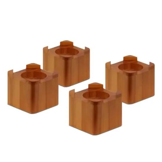Honey Can Do Light Maple Wood Bed Lifts, 4 Pack {1}