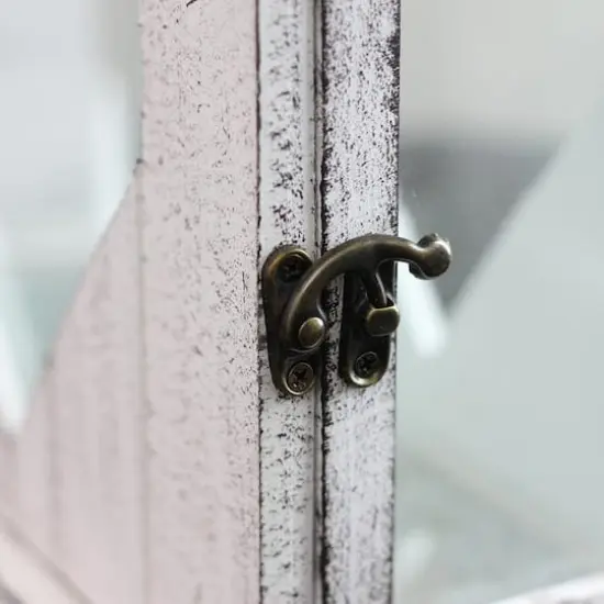 White Washed Wooden Candle Holder Lantern Set, 13" & 17.75" {3}