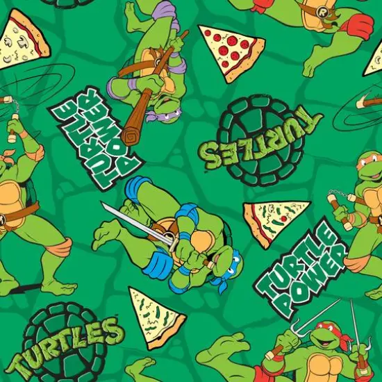 Nickelodeon TMNT Turtle Power Pizza Toss Cotton Fabric {1}