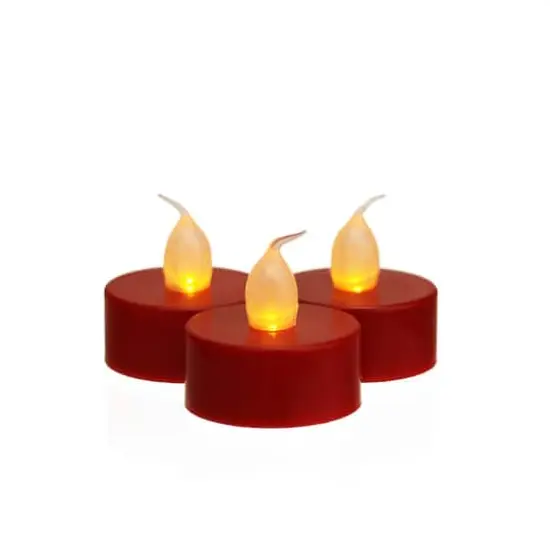 1.5" Amber & Red LED Flickering Tea Light Candle Set {1}