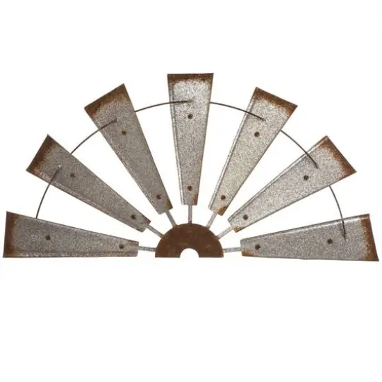 Glitzhome&reg; Galvanized Metal Semi-Circle Windmill Wall D&eacute;cor {14}