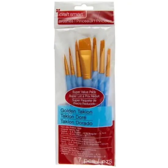Golden Taklon Angular Variety 7 Piece Brush Set by Craft Smart® {2}