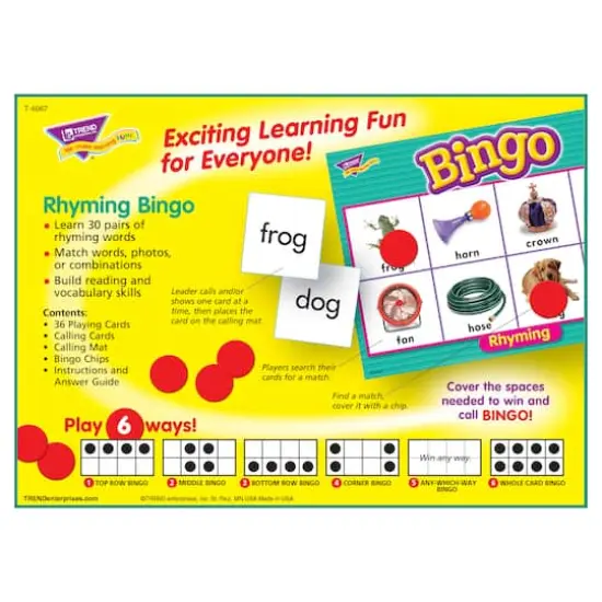 TREND Rhyming Bingo Game {8}