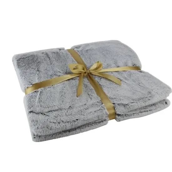 55" x 62" Light Gray Throw Blanket {1}