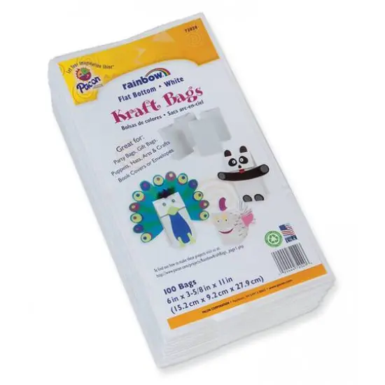 Rainbow&reg; White Kraft Paper Bags, Pack of 100 {3}