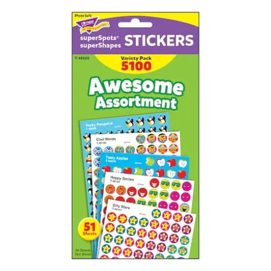 Trend Enterprises® superSpots® superShapes Awesome Assortment 7/16” Stickers, 5100 Count {3}