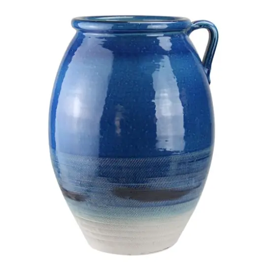 14" Seaside Treasures Embossed Jug Vase, True Blue {1}