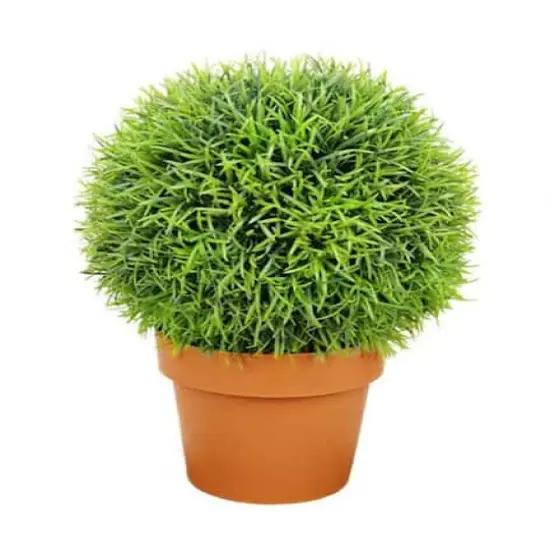18" Potted Two-Tone Artificial Pine Ball Topiary {4}