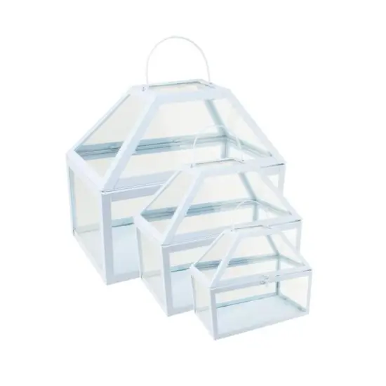 Powder Blue Metal & Glass Nesting Outdoor Terrarium Set, 8.25" - 12" {1}