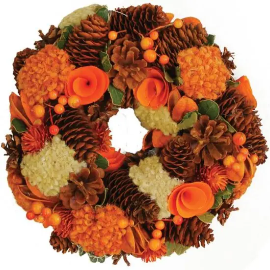 10" Autumn Harvest Hydrangea & Berry Artificial Floral Wreath {1}