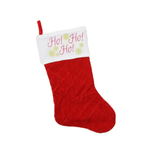 19" Quilted "Ho! Ho! Ho!" Christmas Stocking {1}