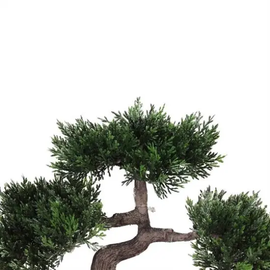 10" Green Artificial Bonsai Tree in Gold Plated Ceramic Pot {3}