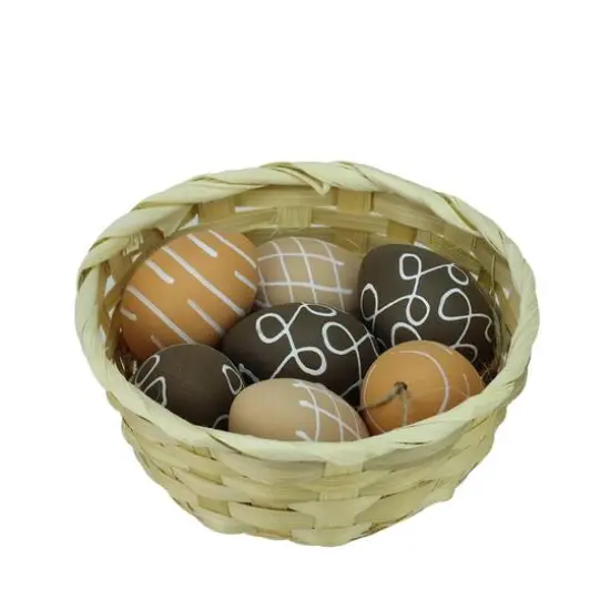 Set of 7 Natural Tone Painted Easter Egg Ornaments {1}