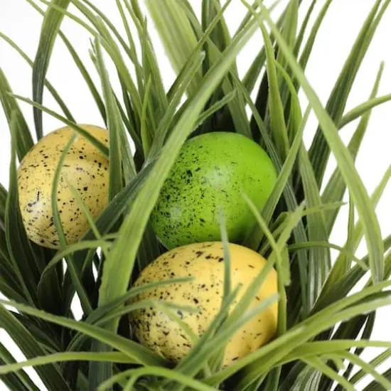 10" Green Spring Time Easter Grass & Egg Floral Arrangement {3}