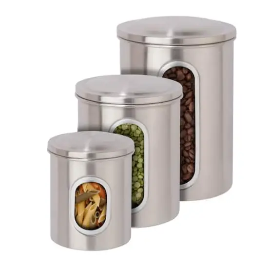 Honey Can Do Storage Canisters, 3 Count Stainless/ Clear {5}