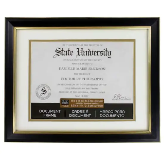 8.5" x 11" Black & Gold Document Frame with Double Mat by Studio D&eacute;cor&reg; {1}