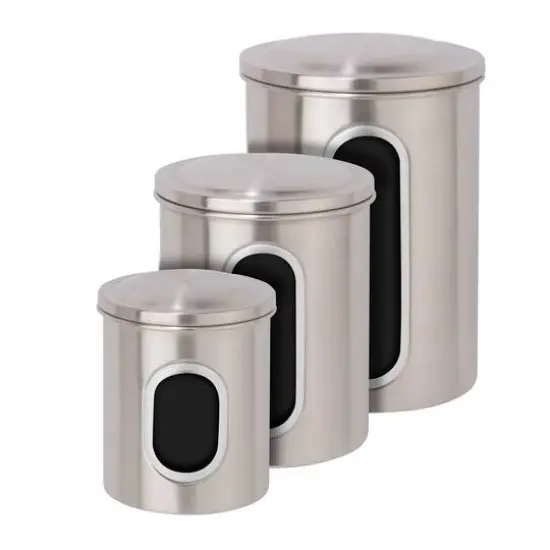 Honey Can Do Storage Canisters, 3 Count Stainless/ Clear {4}