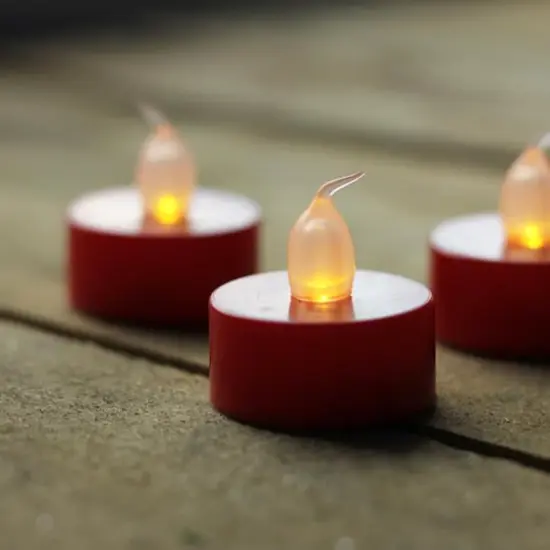1.5" Amber & Red LED Flickering Tea Light Candle Set {3}