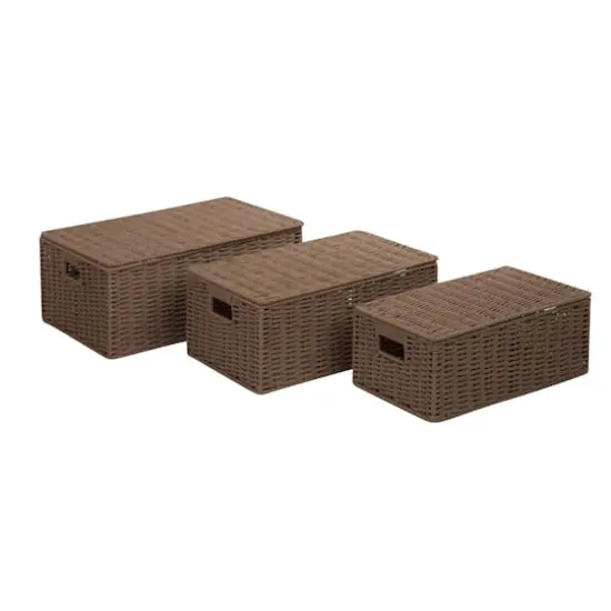 Honey Can Do Brown Parchment Cord Boxes, 3ct. {1}
