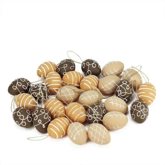 Set of 27 Natural Tone Decorative Spring Easter Egg Ornaments {1}
