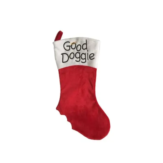 19" Embroidered "Good Doggie" Christmas Stocking {1}