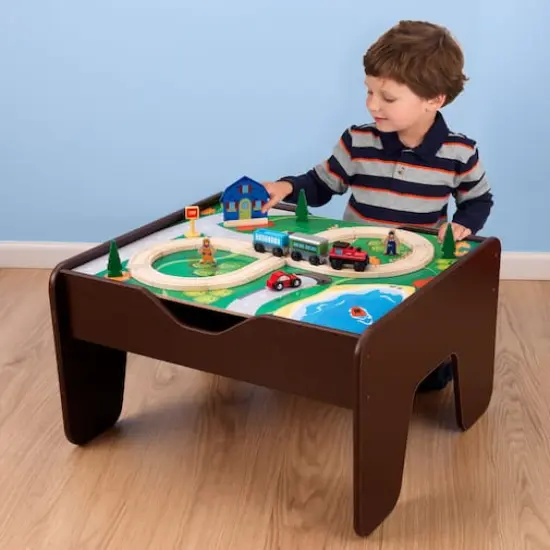 KidKraft 2 in 1 Activity Table with Board, Espresso {3}