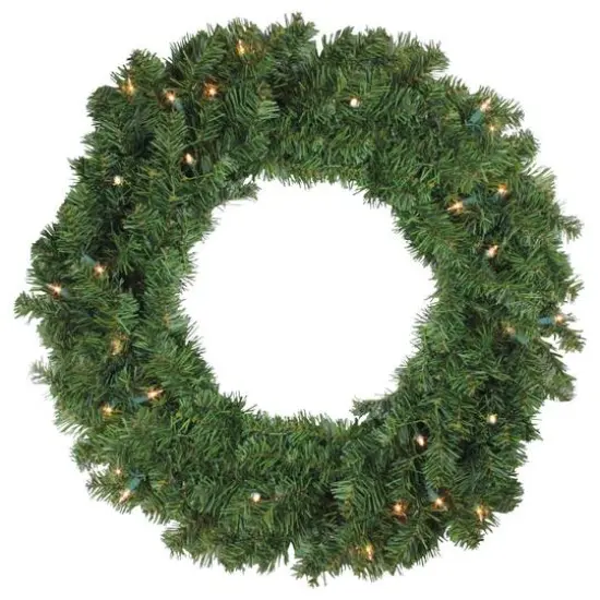 24" Pre-Lit Canadian Pine Artificial Wreath, Clear Lights {1}