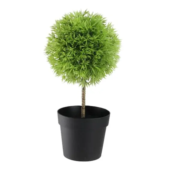 9.75" Green Ball Shaped Artificial Potted Topiary {1}
