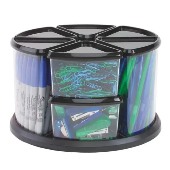 Deflecto Rotating 9-Bin Carousel Organizer White {2}