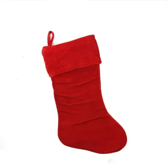 19" Traditional Velvet Christmas Stocking, Red {1}