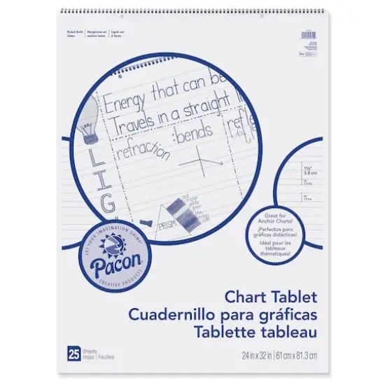 Pacon&reg; White 1-1/2" Ruled Chart Tablet, 24" x 32", 25 Sheets {1}