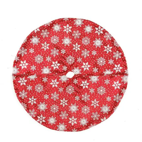 20" Red & White Snowflakes with Silver Glitter Mini Tree Skirt {3}
