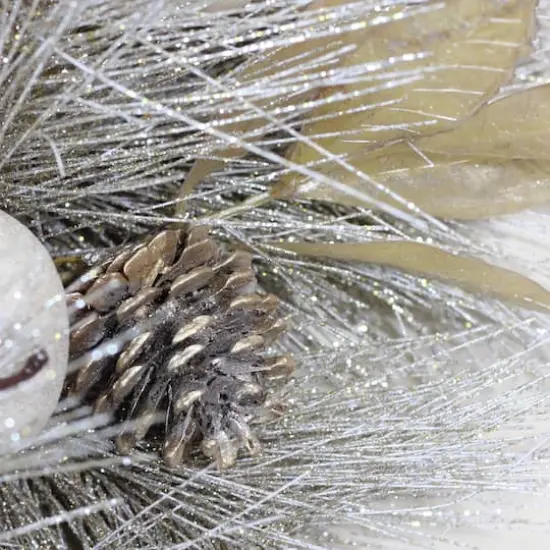 24" Champagne Gold Apples & Pine Cones Wreath, Unlit {3}