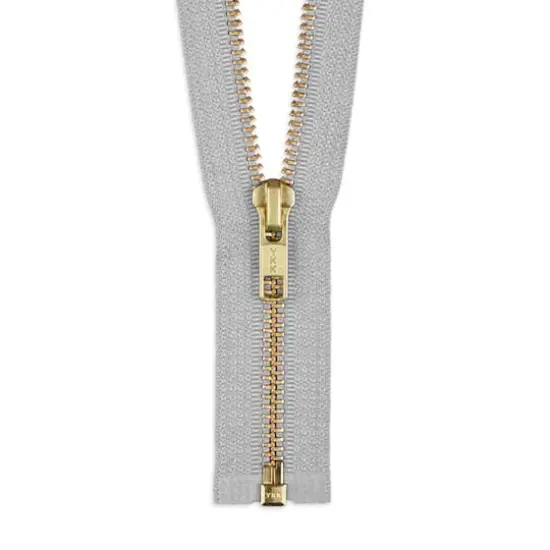 YKK 30" Chrome Gray #5 Brass Open End Zipper {1}