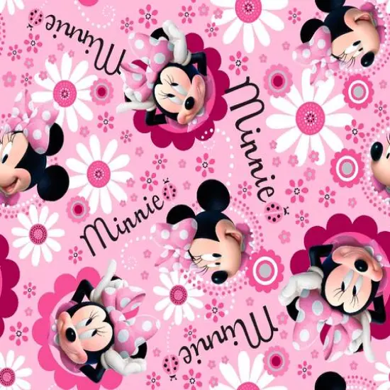 Disney&reg; Minnie Face And Flower Toss Fleece Fabric {1}