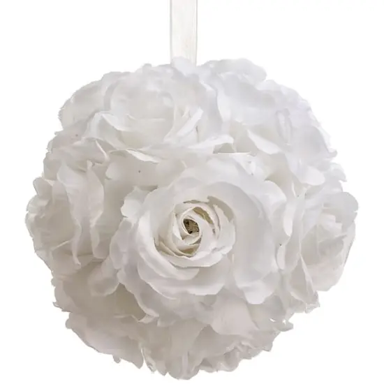 6" White Rose Kissing Ball {1}