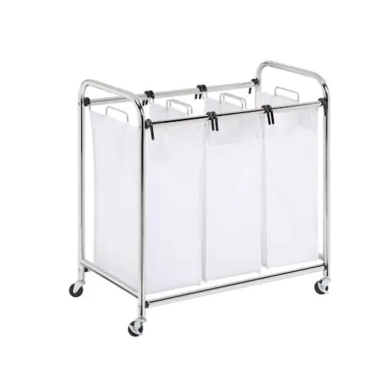 Honey Can Do 32" White & Chrome Heavy Duty Triple Sorter {1}