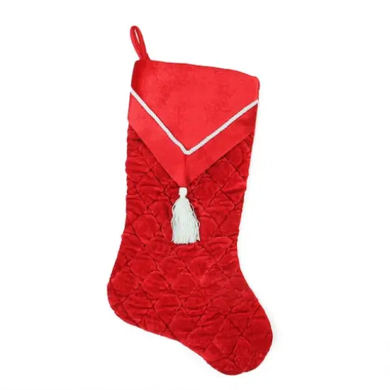 20.5" Quilted Red V-Cuff Christmas Stocking {1}