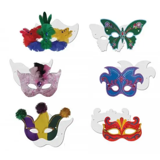 Paper Mardi Gras Masks, 6 Packs {3}