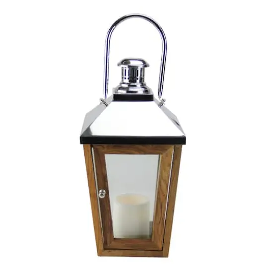 24.75" Beach Day Stainless Steel & Sheesham Wood Lantern {1}