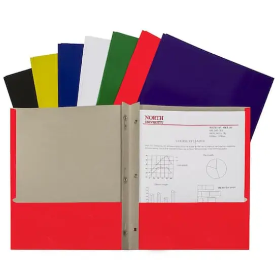 Assorted Colors Two-Pocket Paper Portfolio Folder with Prongs, Set of 48 {1}