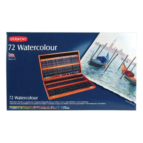 Derwent&reg; Watercolor Pencil 72 Color Wood Box Set {3}