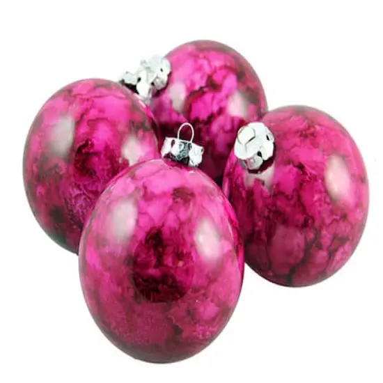4ct Marbled Red Violet Shatterproof Ball Ornaments {4}