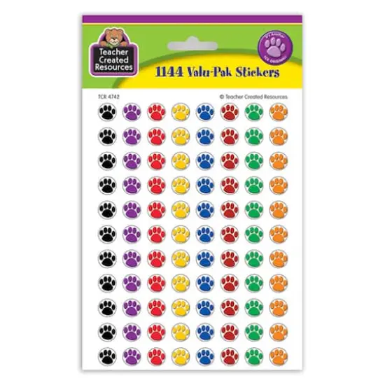 Teacher Created Resources Colorful Paw Prints Mini Valu-Pak Stickers, 6 Packs of 1144 {1}