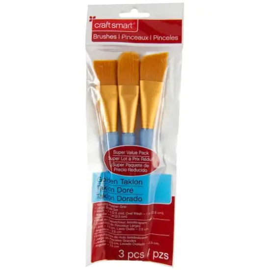 Craft Smart® Large Brush Variety Set Golden Taklon, 3 Pieces {4}