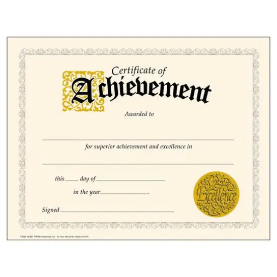 Trend Enterprises&reg; 8.5" x 11" Classic Certificate of Achievement, 6 Pack Bundle {1}