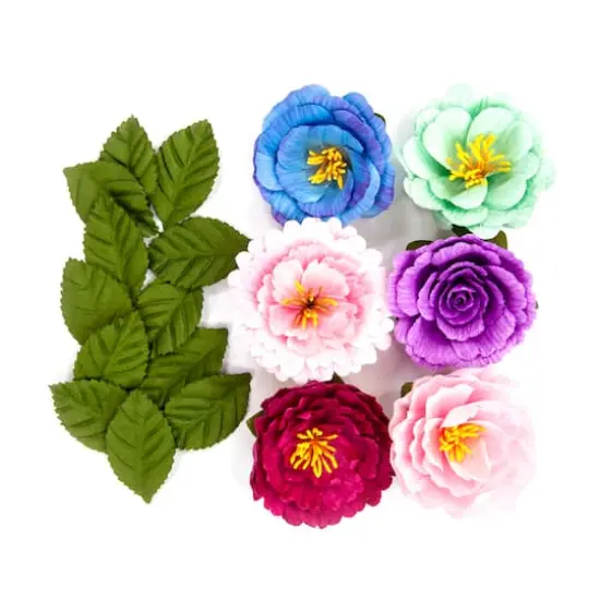 Mint, Blue & Pink Crepe Flowers by Recollections&trade; {1}